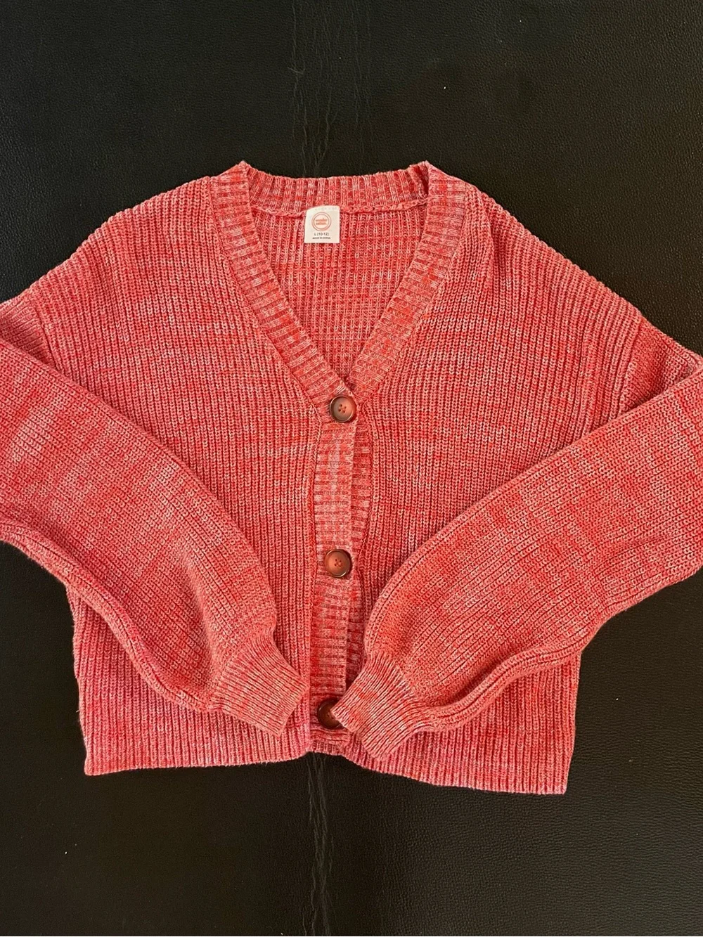 wonder nation Red Ribbed V-Neck Button Cardigan